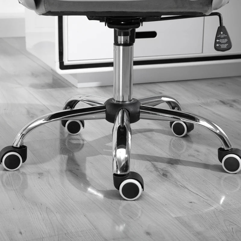 Vinsetto Grey Velvet Office Chair - Swivel Desk Chair with Adjustable Height & Rolling Wheels for Home & Study