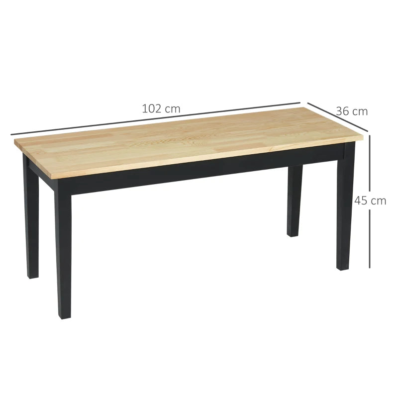 Stylish 102 cm Black Wood Dining Bench for 2 - Perfect for Kitchen, Dining Room, or Entryway Seating