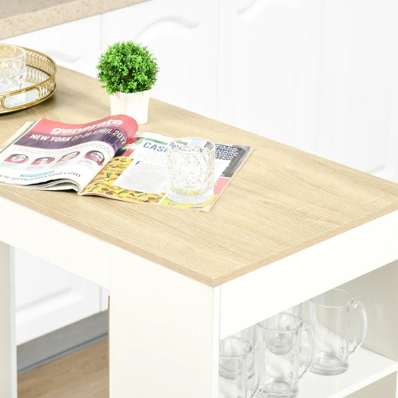 Natural Bar Table with 4-Tier Storage Shelf - Ideal Dining Table for Kitchen, Breakfast Bar, Living Room