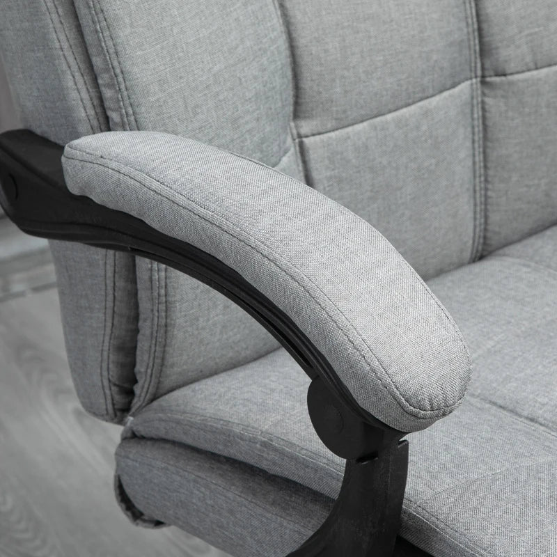 Vinsetto Ergonomic Office Chair with Footrest, Armrests, Lumbar Support & Headrest - Light Grey Comfort for Home & Office