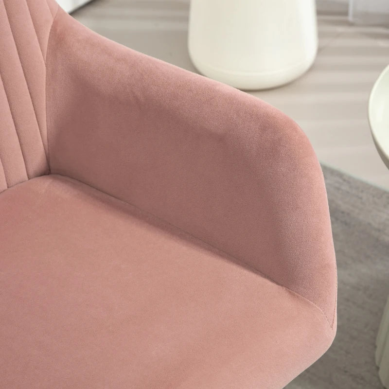 Modern Upholstered Accent Chair with Metal Base for Living Room in Pink - Stylish Armchair for Home Decor