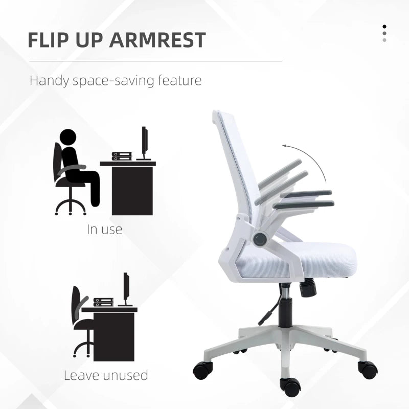 Vinsetto Ergonomic Office Chair with Lumbar Support - Stylish White Design for Comfort and Productivity