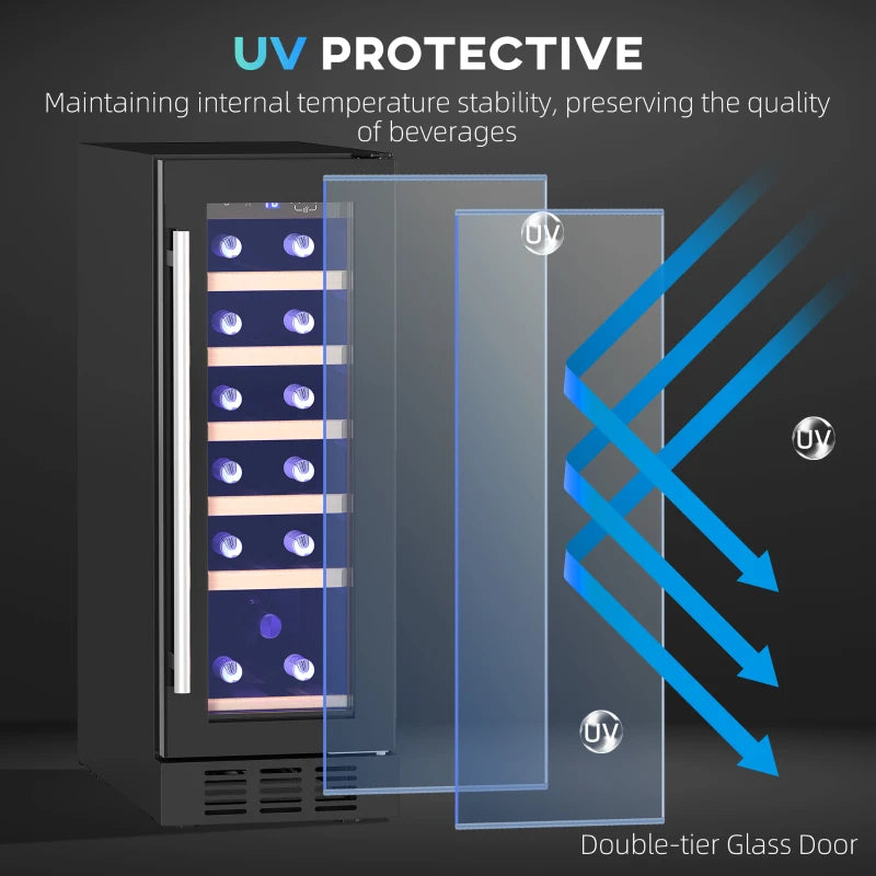 19-Bottle Wooden Wine Rack Fridge - Black, 5-18 Temperature Control, Perfect for Home Wine Storage & Display