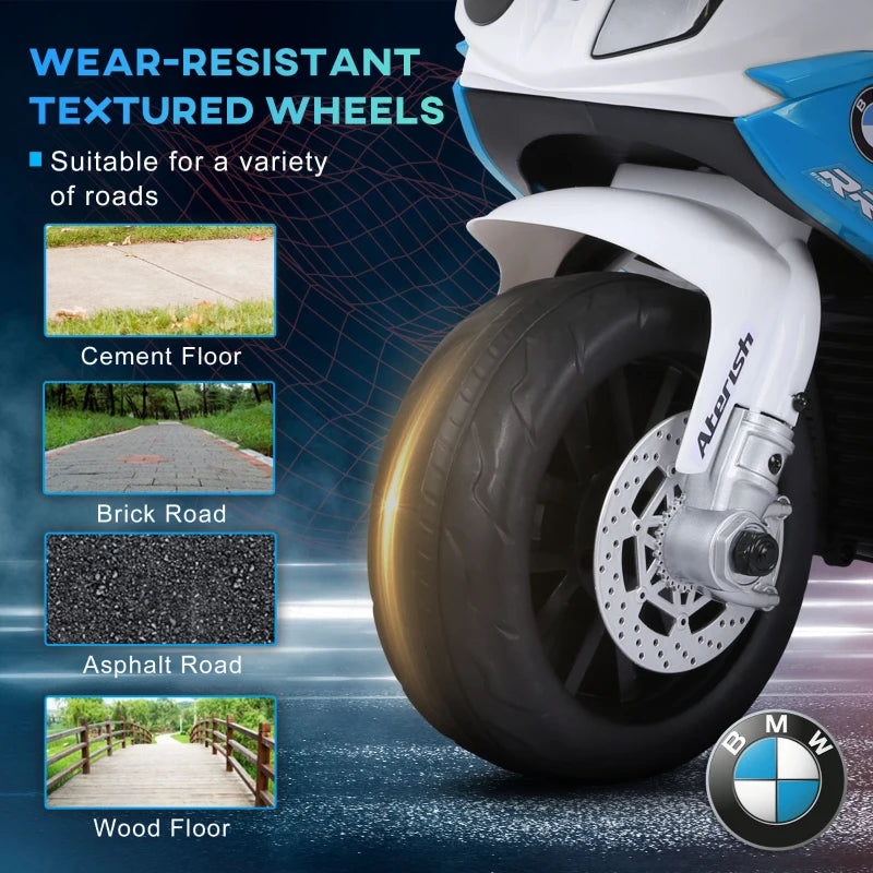 Electric Motorbike for Kids Ride On BMW Style with Headlights Music 6V Blue