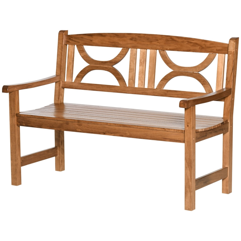 Natural Wood 2-Seater Outdoor Patio Bench