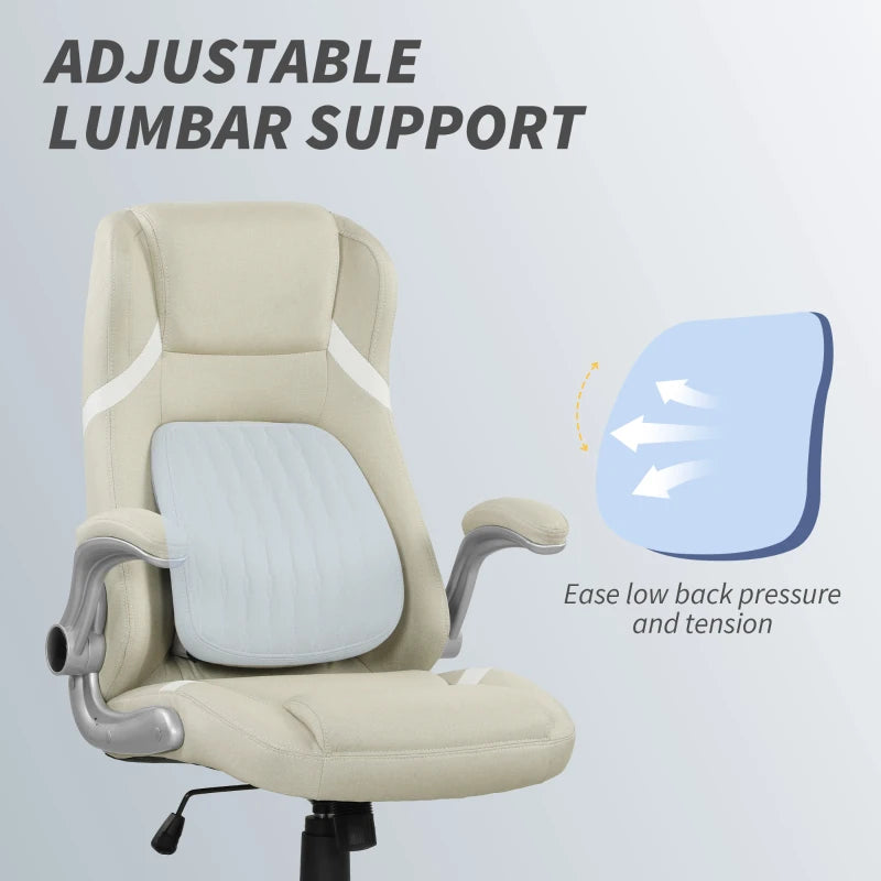 Vinsetto Beige Linen-Look Office Chair - Adjustable Height & Tension for Comfort | Stylish Ergonomic Design
