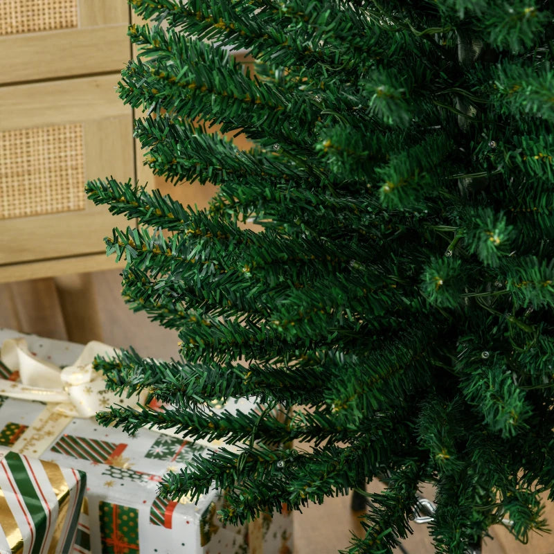 7.5' Prelit Artificial Christmas Tree with Colorful LED Lights - Pencil Shape Holiday Decor with Durable Steel Base