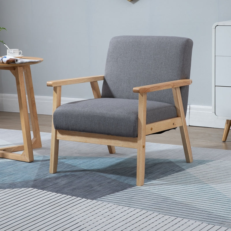 Minimalist Wooden Frame Accent Chair with Comfortable Padded Seat for Stylish Living Spaces