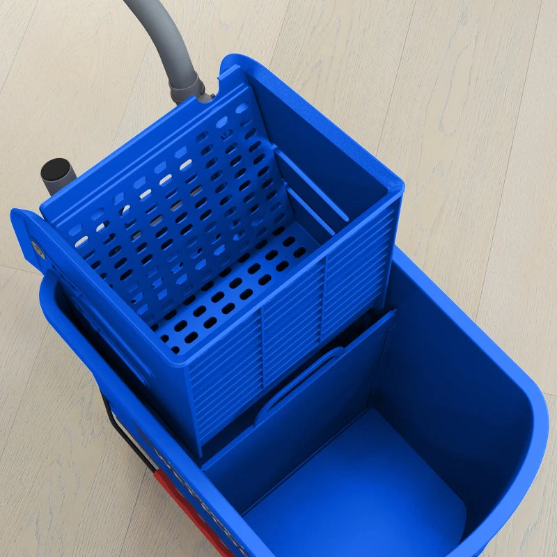 20L Compact Mop Bucket on Wheels with Water Separation Panel - Blue | Ideal for Easy Cleaning and Storage