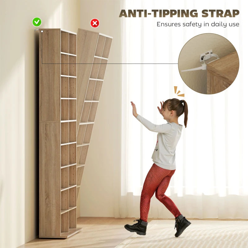 640 CD Storage Tower - Elegant Nature Wood Finish, Space-Saving Design for Organizing CDs and Media - Perfect for Home
