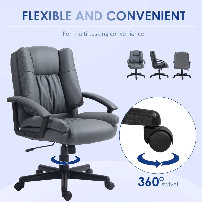 Ergonomic Mid Back Office Chair - Adjustable Height Computer Desk Chair with Swivel Rolling Wheels - Dark Grey for Home Study