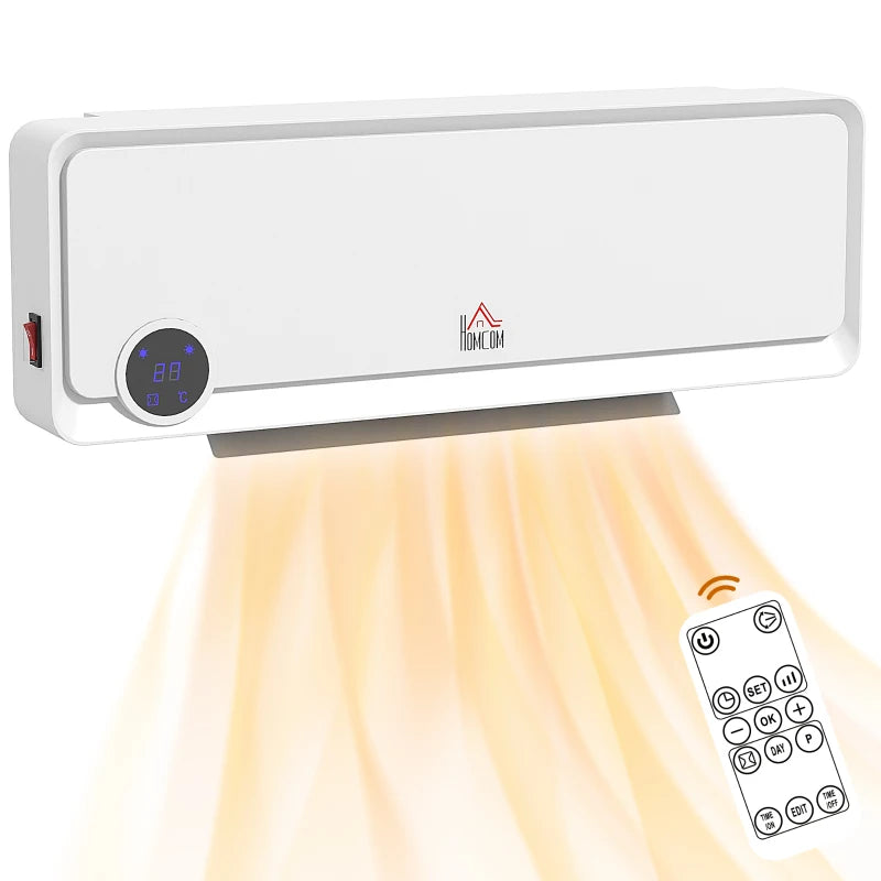 Electric Wall Downflow Heater 2000W with Timer Remote Oscillation for Home Office Bedroom