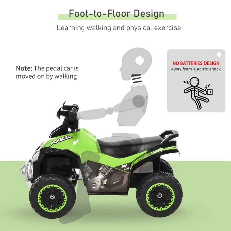 Green and Black Toddler Ride On Car Walker Foot to Floor for Kids
