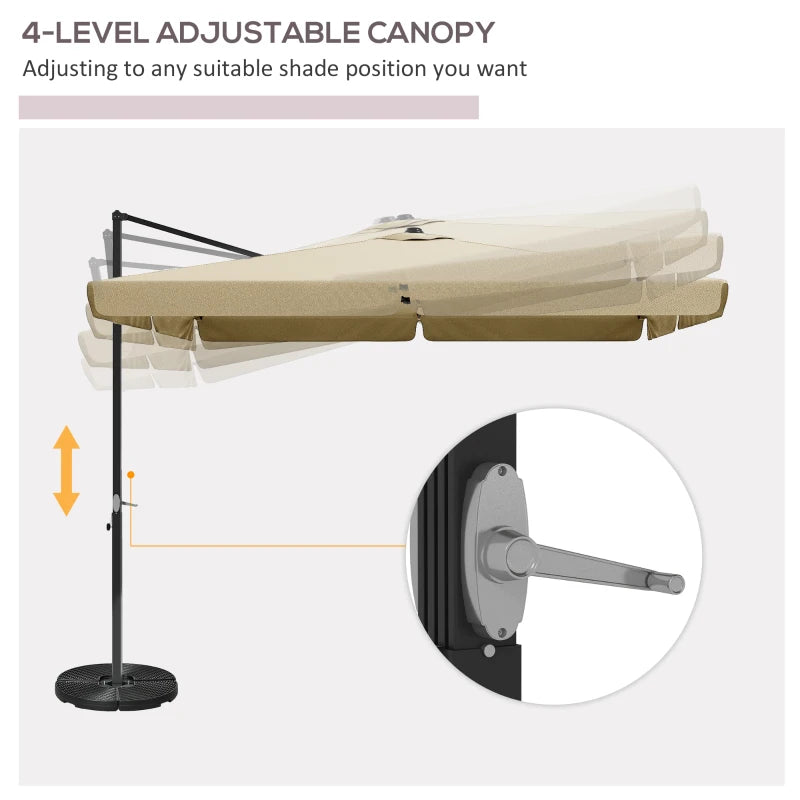 3m Khaki Cantilever Parasol with Adjustable Canopy