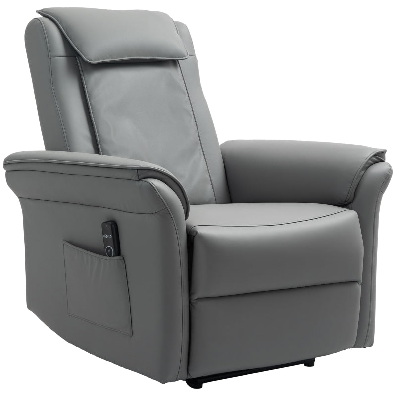 Electric Recliner Armchair with 3D Kneading Massage, Breathable Leather, Footrest, Remote Control, USB Port and Side Pockets
