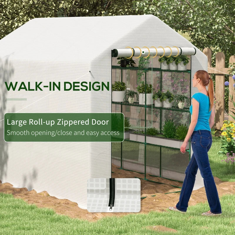 Spacious 8 x 6ft Walk-In Greenhouse with Shelves