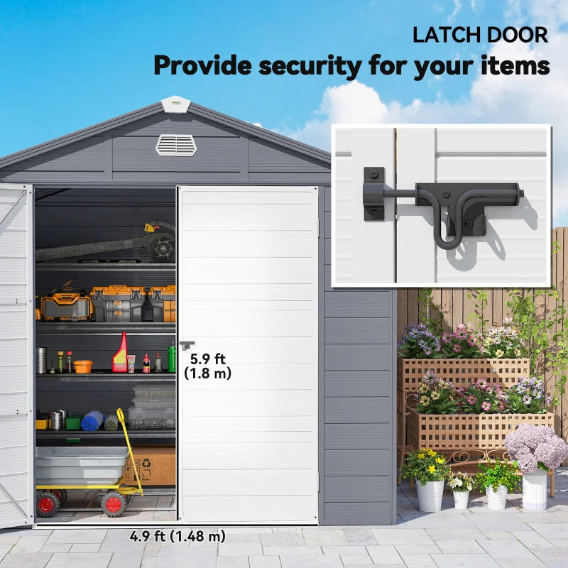 7.9ft x 6.2ft Aluminium Frame and Plastic Wall Shed With Foundation