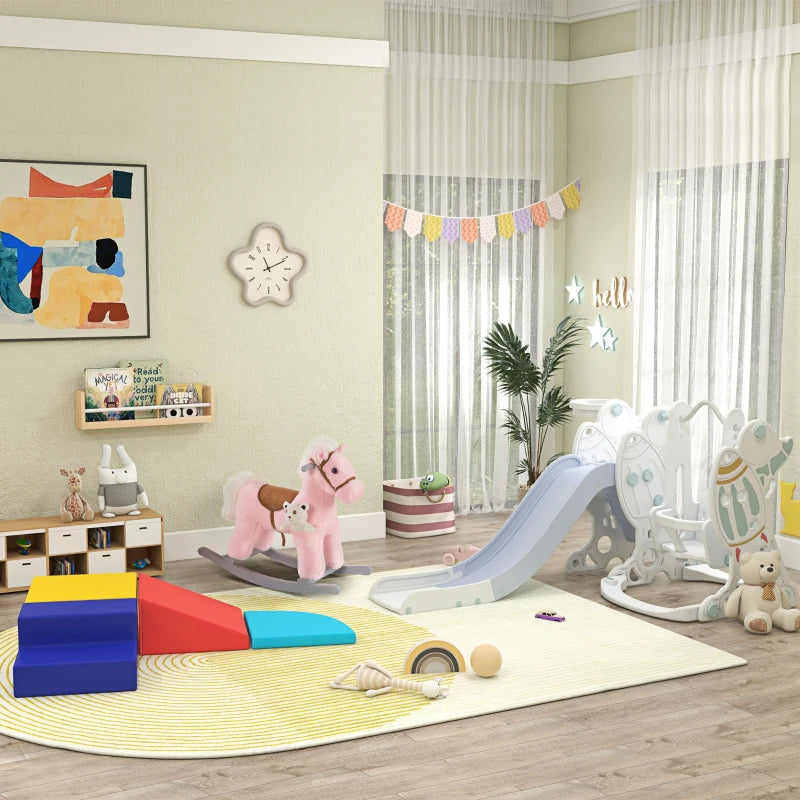 Kids Plush Rocking Horse Toy with Realistic Sounds - Soft Ride-On Rocker for Toddlers 18-36 Months - Pink