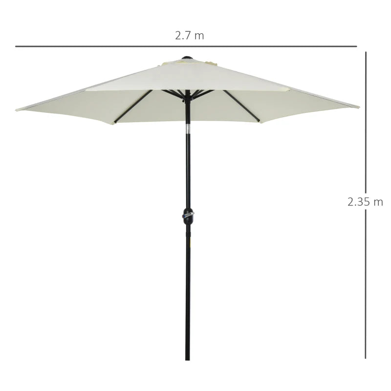 Grey 2.6M Tilt & Crank Outdoor Garden Parasol Umbrella