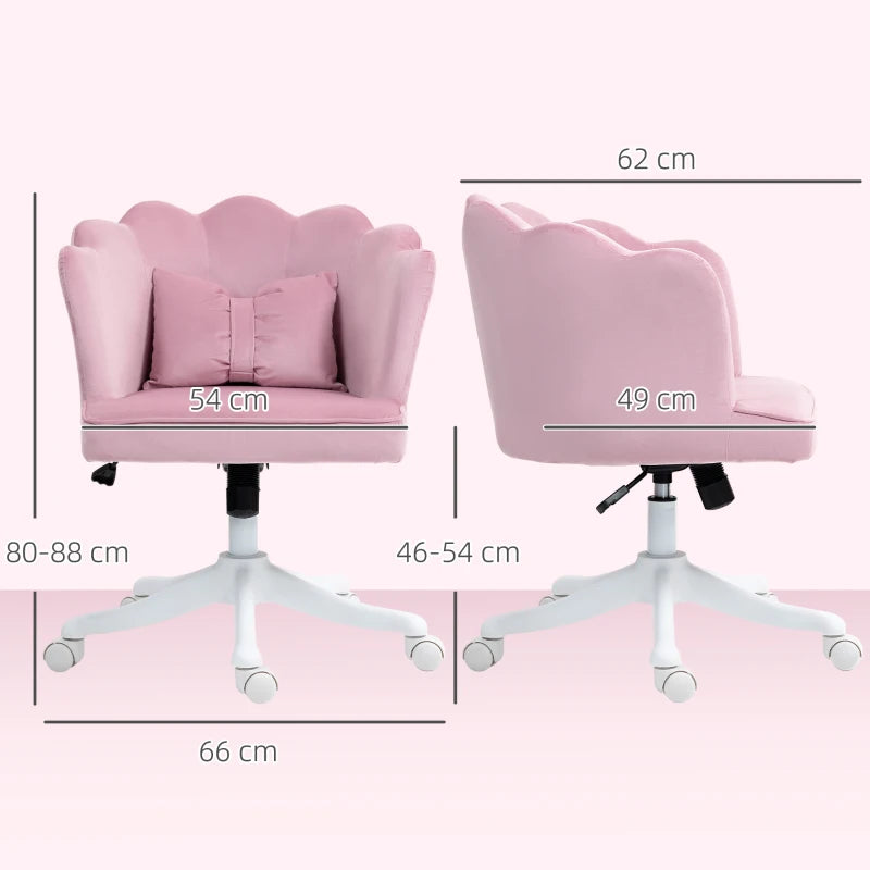 Velvet-Feel Pink Petal Back Office Chair - Stylish Ergonomic Design for Home & Office - Comfortable Seating Solution