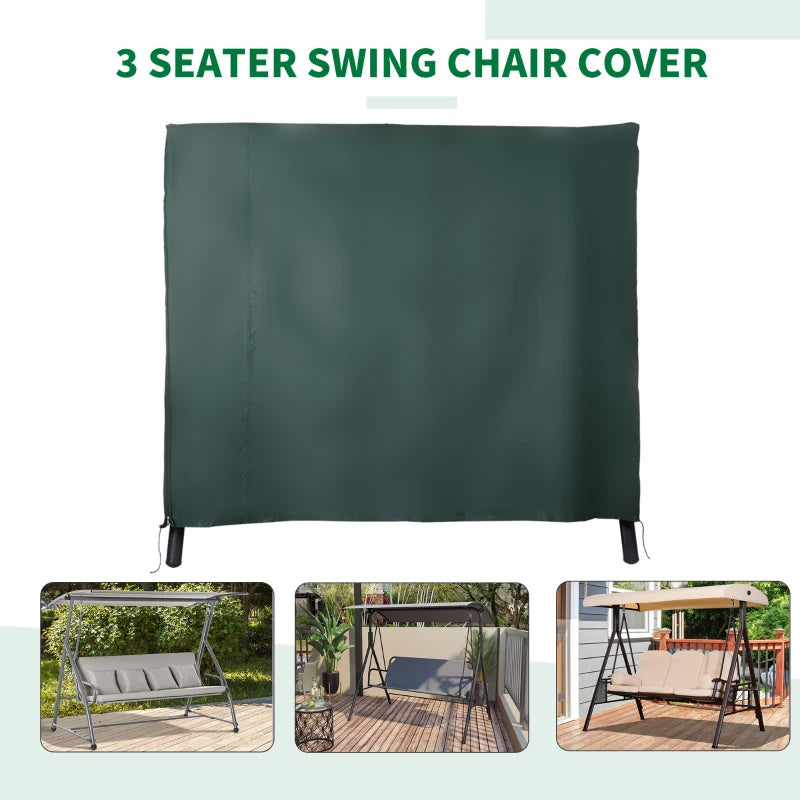 Green Waterproof Patio Swing Chair Cover, 205 x 124 x 164 cm