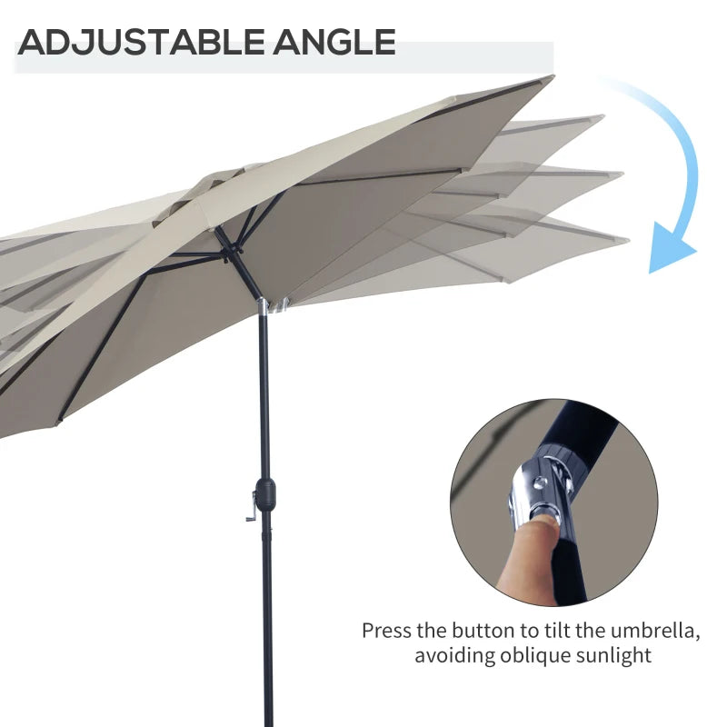 Light Grey 3m Tilt Garden Umbrella with Crank Handle