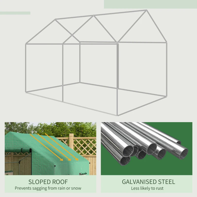 Green Walk-in Polyethylene Greenhouse, 2x3m