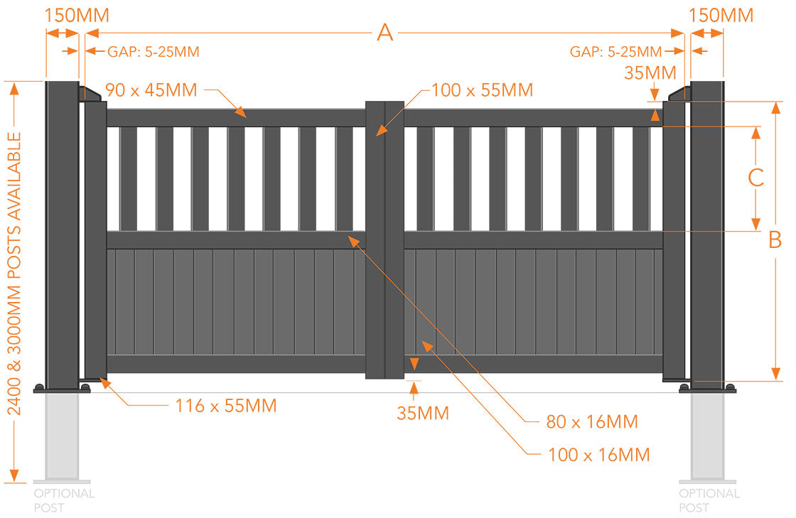 Readymade Flat Top Aluminium Driveway Gates With Mixed Infill