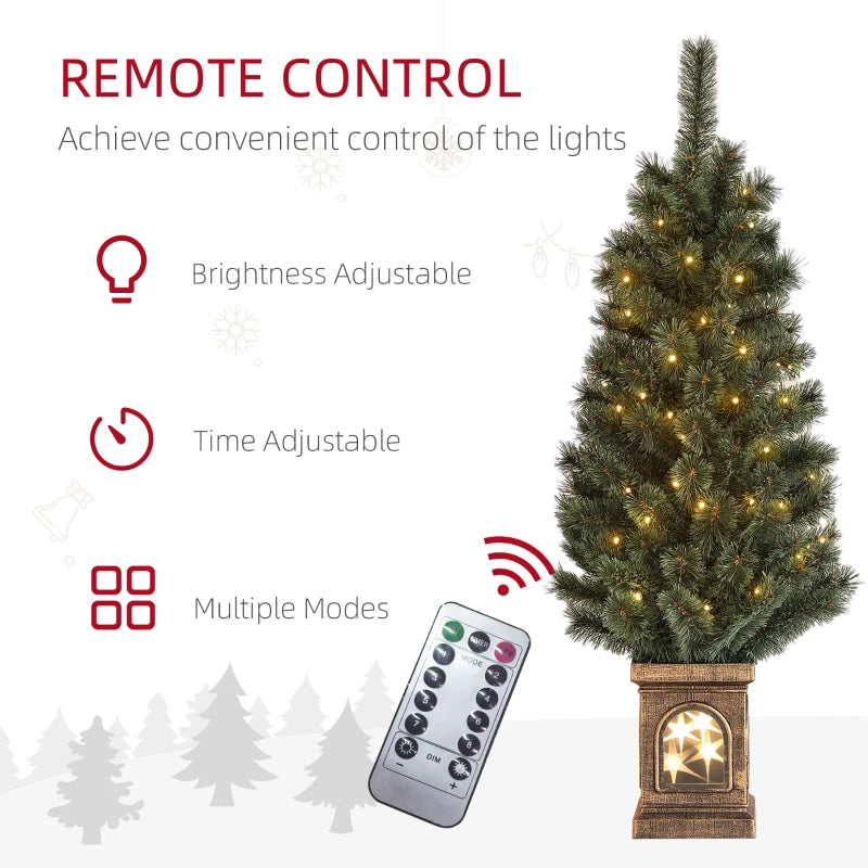 4ft Realistic Artificial Christmas Tree with 80 Warm White LED Lights & Remote - 8 Modes, Perfect for Holiday Decor