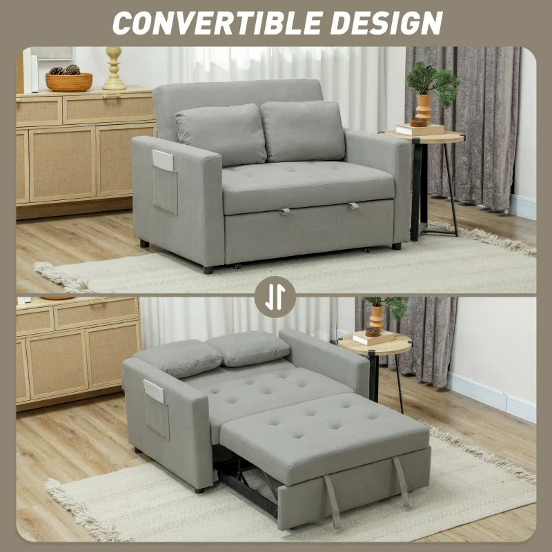 Light Grey Velvet-Feel Two-Seater Sofa Bed for Stylish Living Spaces