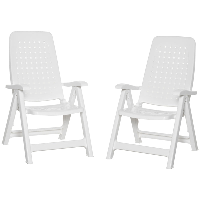Blue Folding Outdoor Dining Chairs with Adjustable Backrest - Set of 2