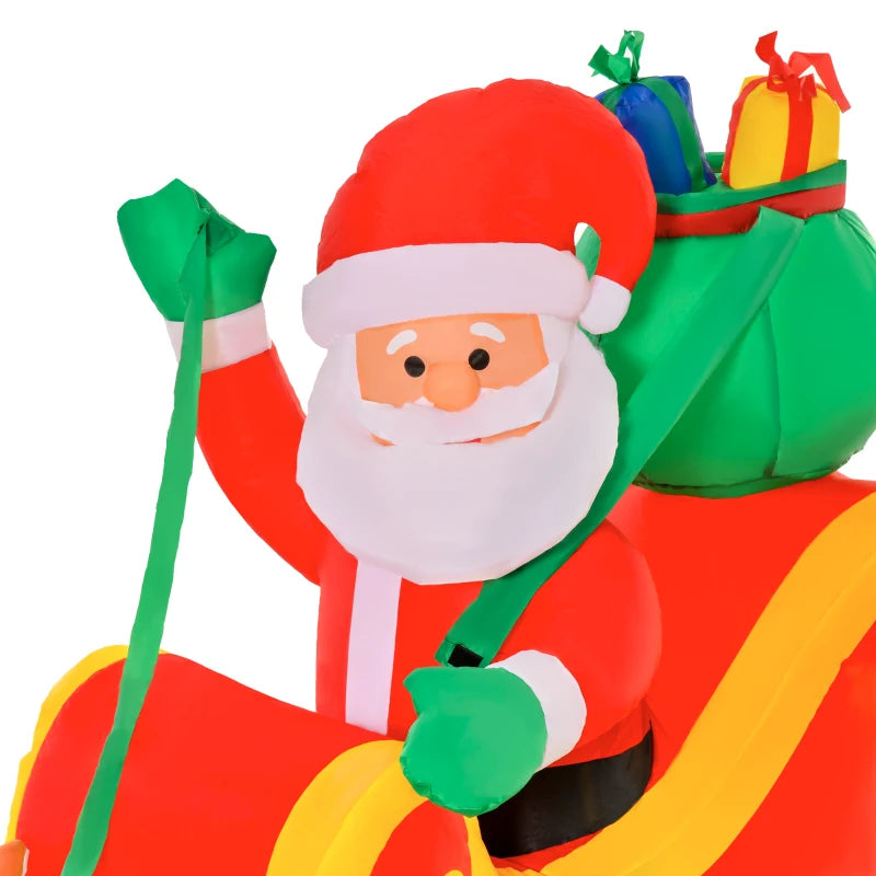 8ft Inflatable Santa Claus Sleigh with LED Lights - Perfect for Indoor Outdoor Christmas Garden Lawn Decoration