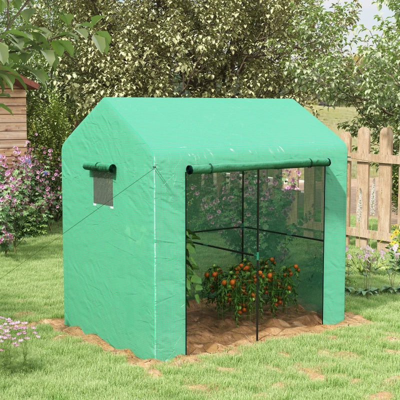 Green Walk-in Garden Grow House with Roll-up Door, 200x140x200cm