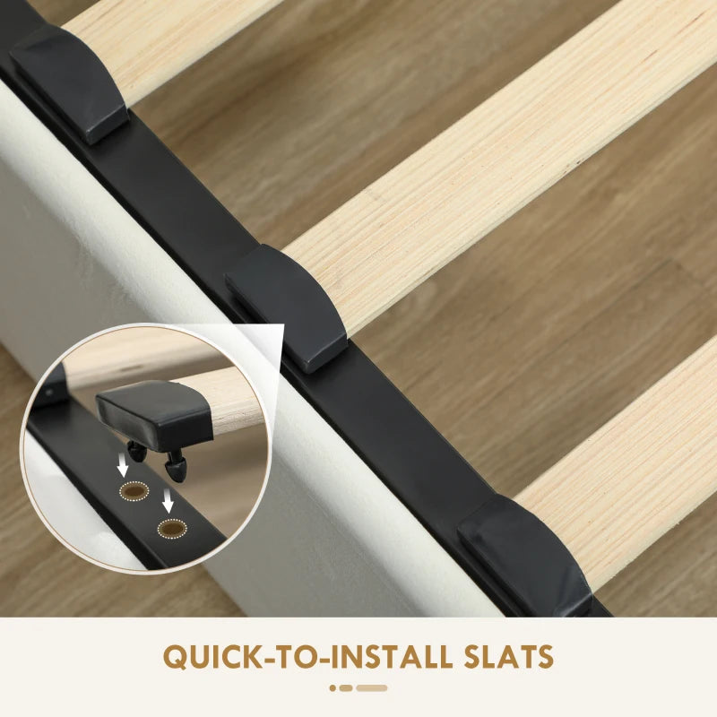 Luxury King Size Ottoman Bed Frame with Front Drawer - Elegant Cream Upholstery for Stylish Storage Solutions