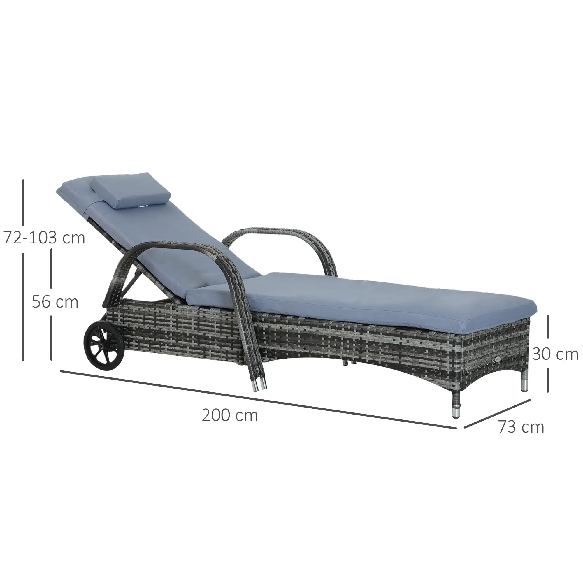 2 Piece Rattan Sun Lounger Recliner Set - Adjustable Headrest with Fire Retardant Cushions