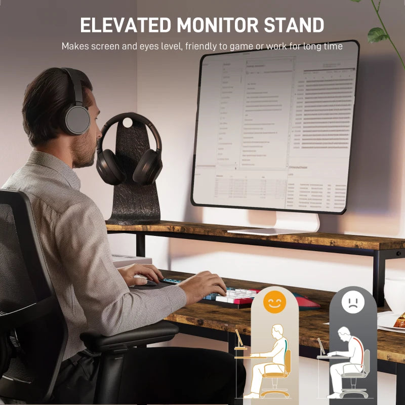 Industrial 'L' Shaped Multi-Work Desk in Brown - Stylish and Functional Home Office Furniture for Productivity