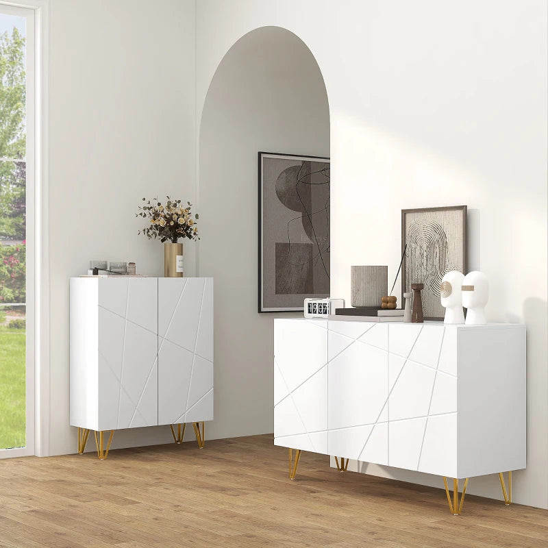 Modern Luxe High Gloss Sideboard with Hairpin Legs in White