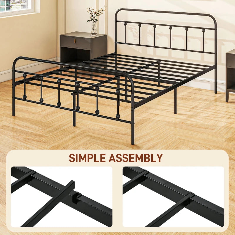 Double Minimalistic Black Metal Bed Frame - Stylish, Durable, Modern Design for Bedroom - Easy Assembly, Space-Saving Solution