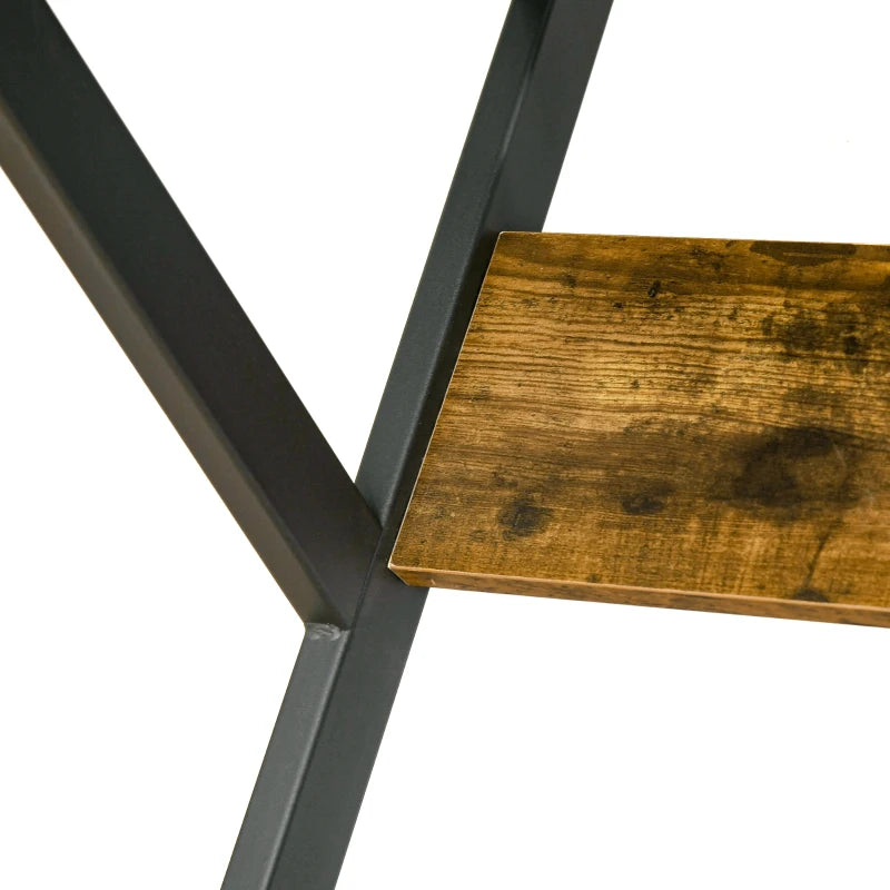 Industrial Computer Desk with Monitor Stand - 100x60cm Compact Home Office Desk for Small Spaces - Rustic Brown Finish