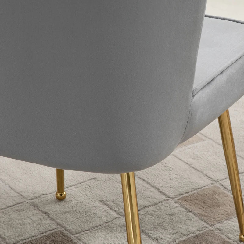 Velvet-Feel Grey Shell Accent Chair for Stylish Living Room Decor