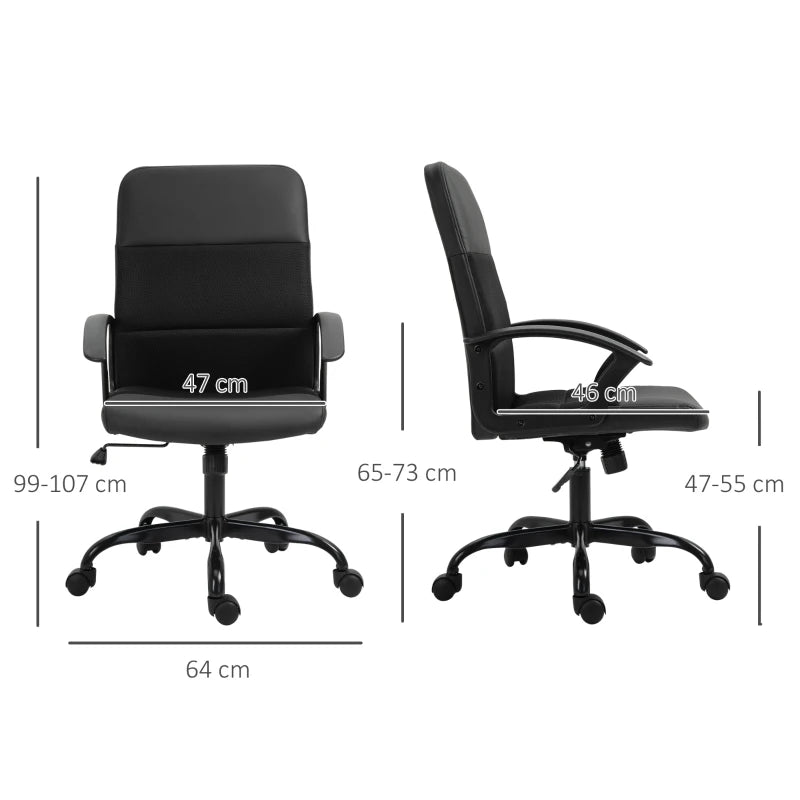 Vinsetto Black Mesh Office Chair - Faux Leather Desk Chair with Swivel Wheels, Adjustable Height & Tilt Function