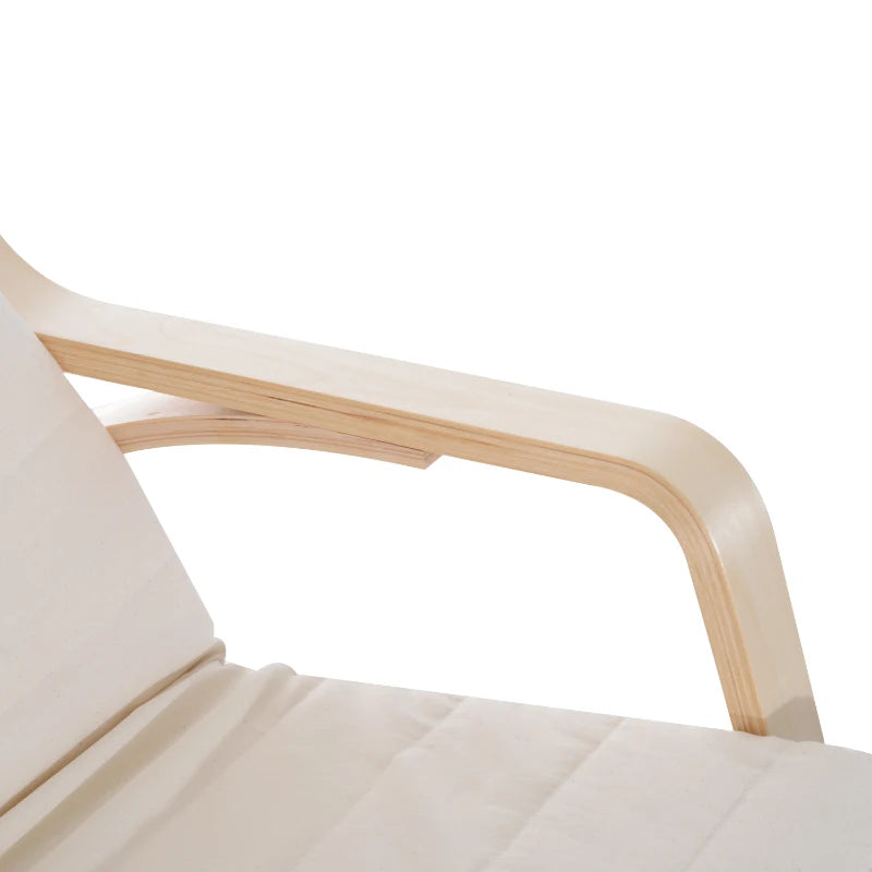 Cream White Rocking Lounge Chair Recliner with Adjustable Footrest, Side Pocket and Pillow for Ultimate Relaxation