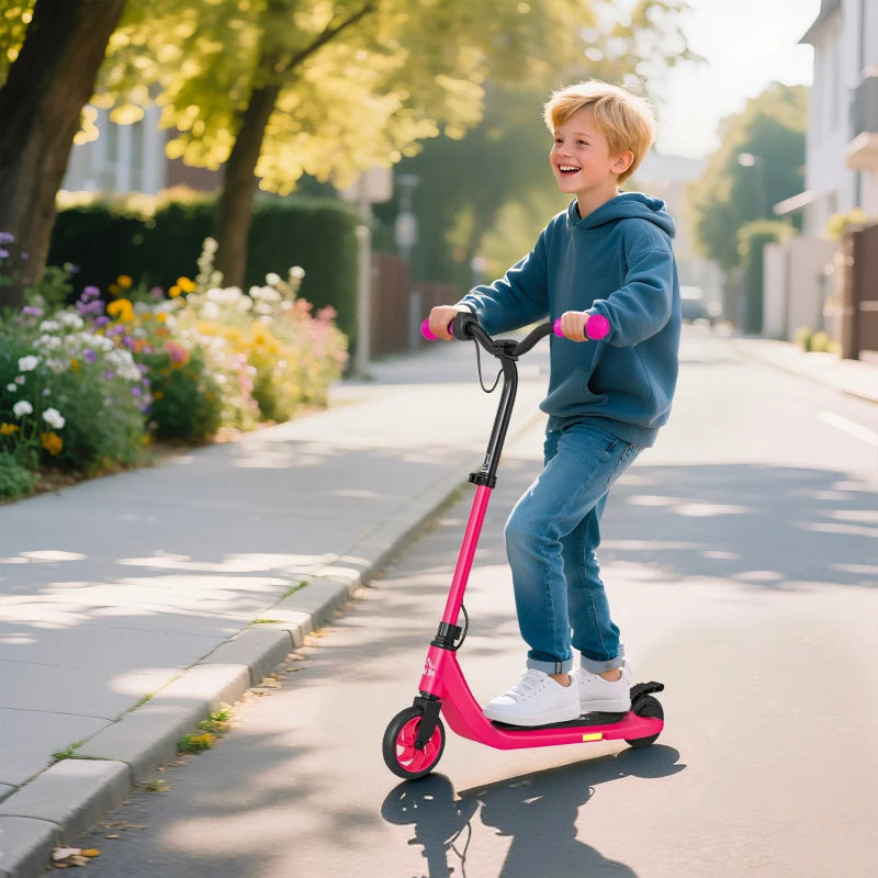 Electric Scooter for Kids 120W Motor Adjustable Height Rear Brake Safe Fun Pink