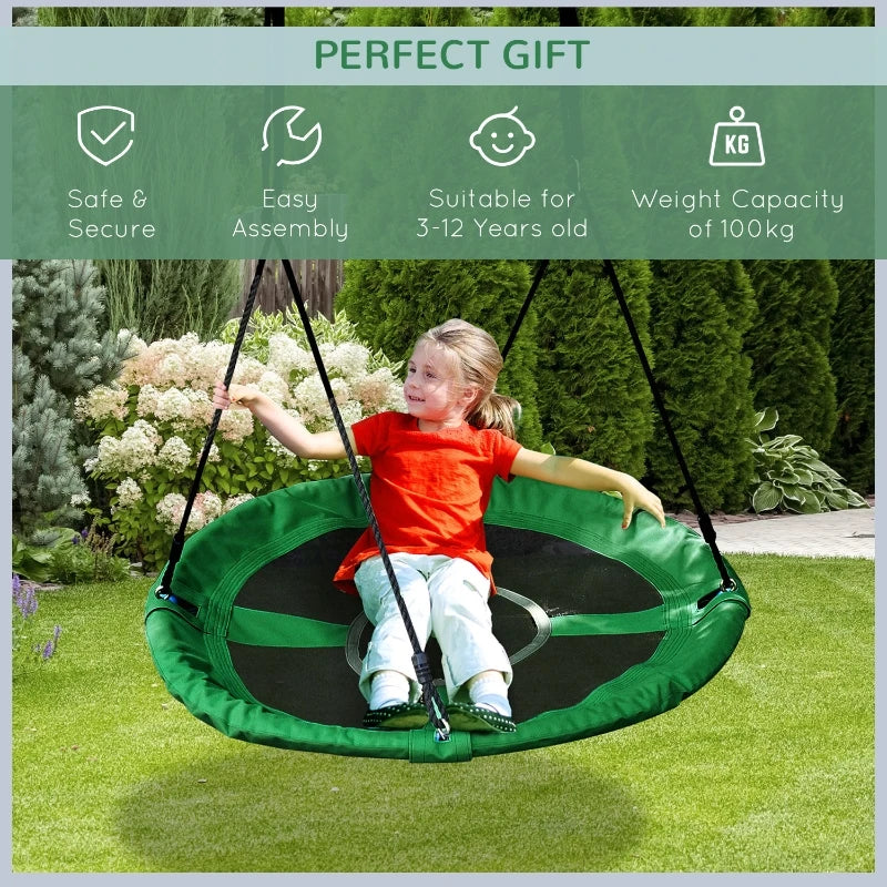 Kids Outdoor Swing Set - Black/Green, 100x4.5 cm