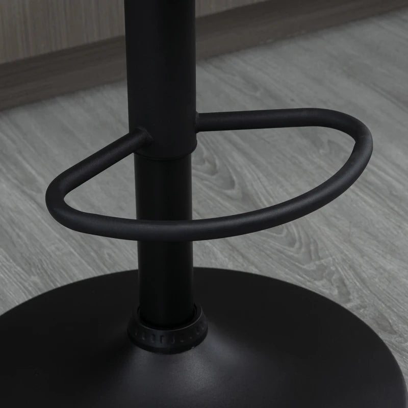 Modern Height Adjustable Bar Stools Set of 2 - Swivel PU Leather Chairs with Backrest, Armrests & Footrest - Light Grey