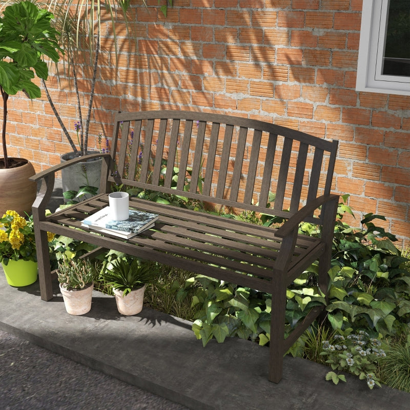 Brown Metal Two-Seater Garden Bench