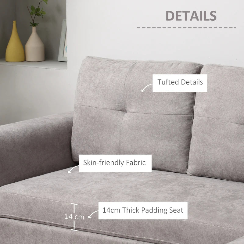 Light Grey Linen-Look 'L' Shape Storage Sofa Bed for Stylish Living Spaces