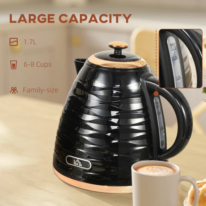 3kW Rapid Boil Black Honeycomb Kettle - Stylish Electric Tea Maker for Fast Boiling Water