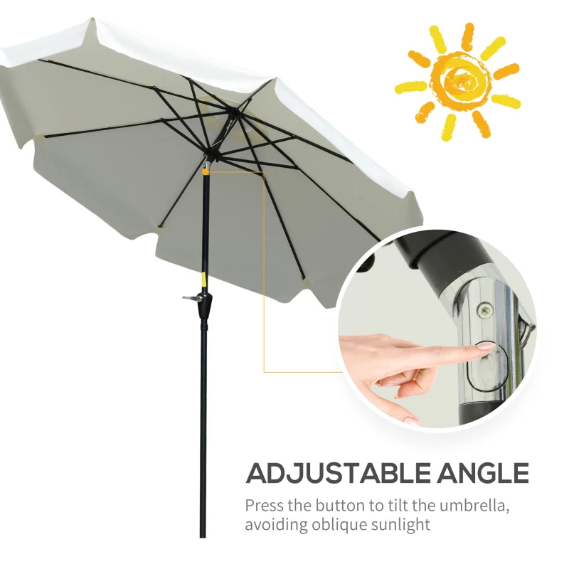 White 2.7m Patio Garden Umbrella with Tilt and Crank