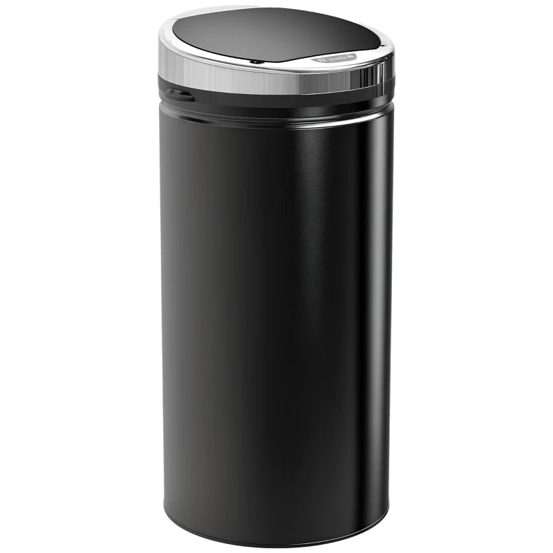 42L Stainless Steel Sensor Bin - Automatic Touch Trash Can with Soft Close & Inner Bucket - Black Kitchen Dustbin